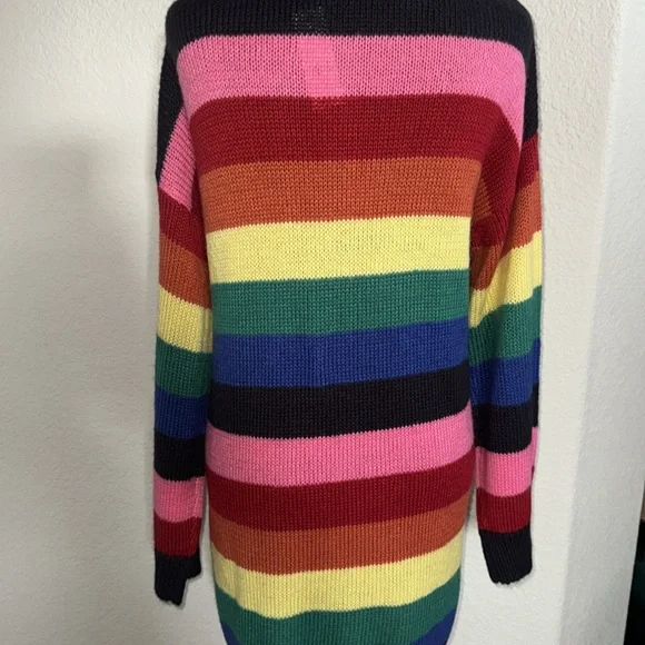Rainbow Cardigan Sweater Open Multi color Duster - Picture 5 of 6